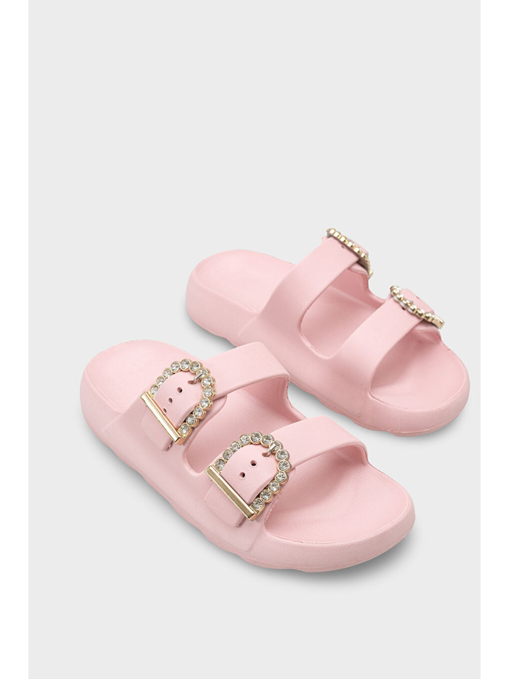 Pembe Della Eva Çift Tokalı Kadın Terlik-1