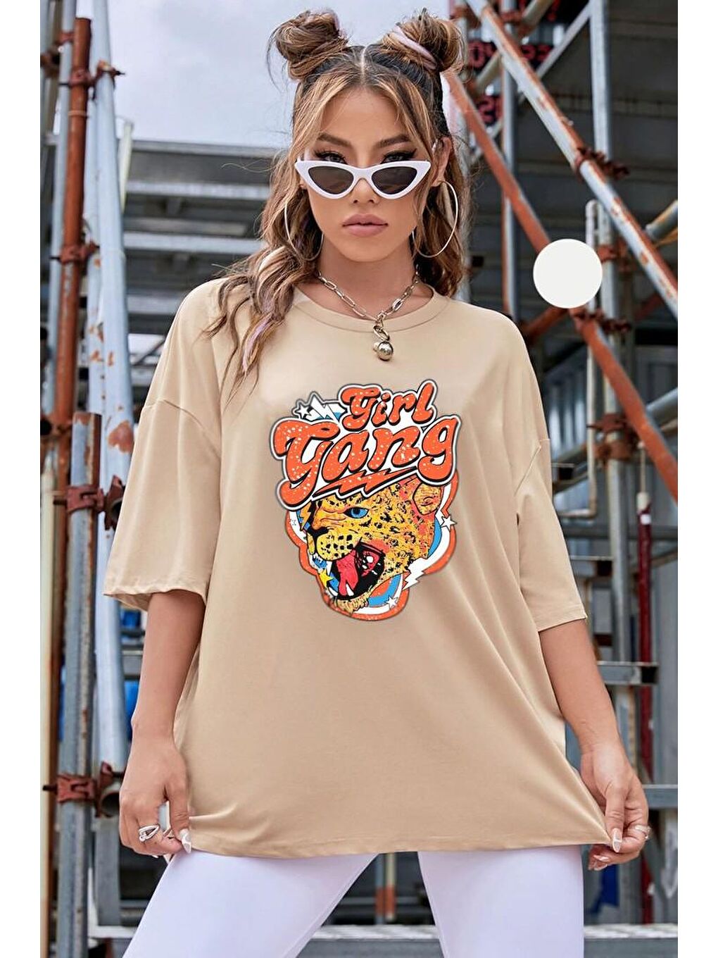 uyguntarz Bej Unisex Girl Gang Baskılı T-shirt