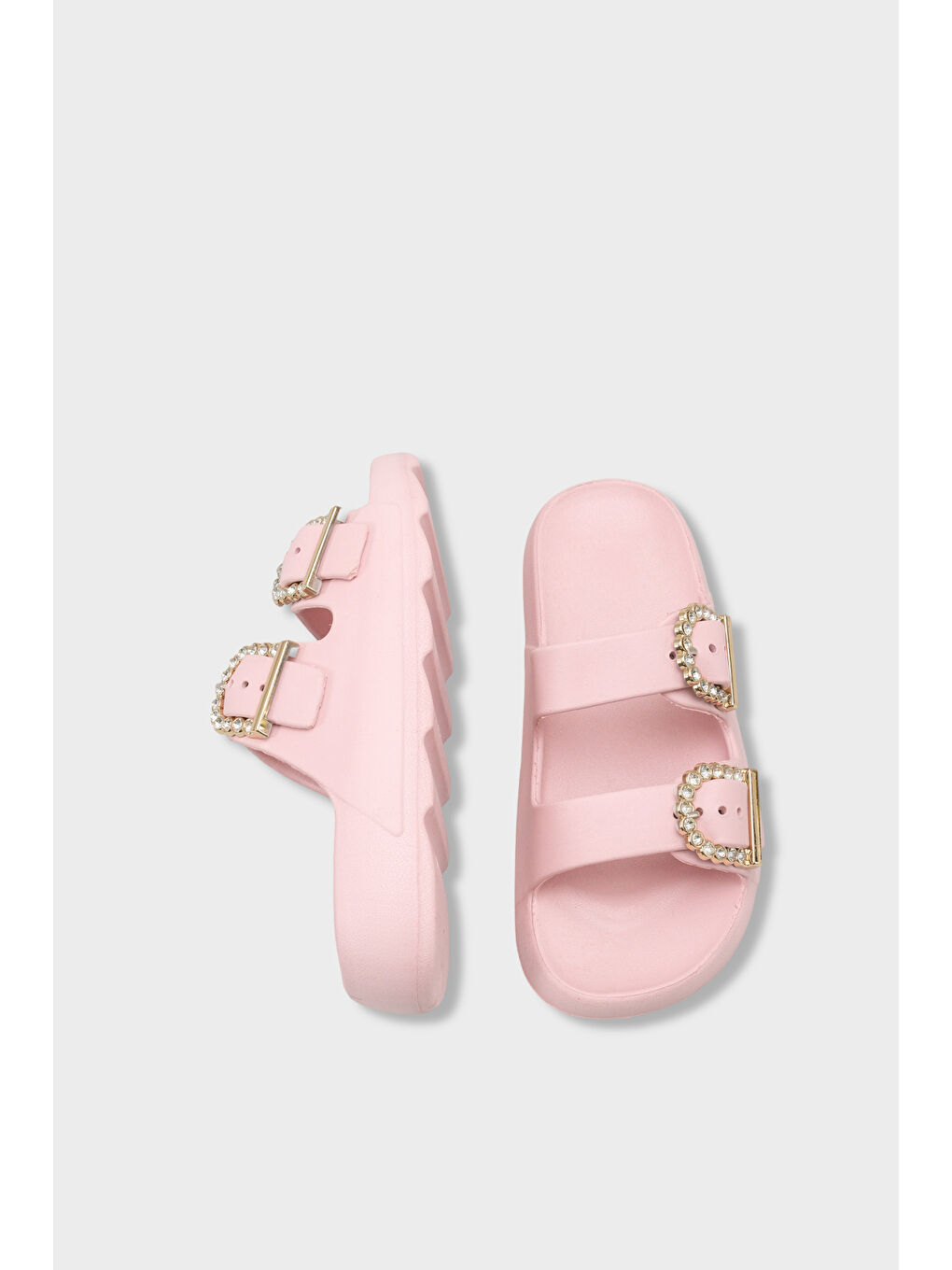 Pembe Della Eva Çift Tokalı Kadın Terlik-4