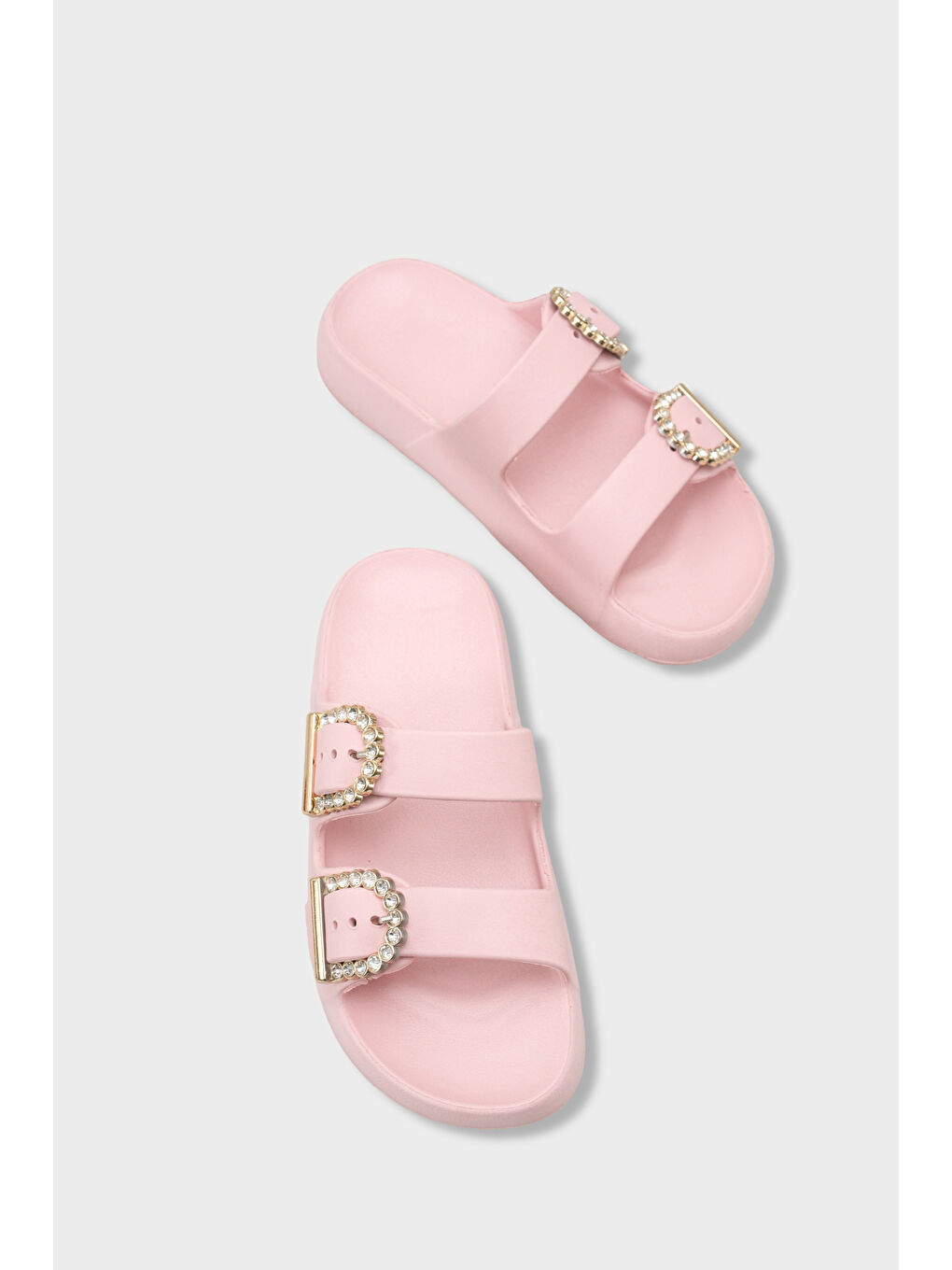 Pembe Della Eva Çift Tokalı Kadın Terlik-5