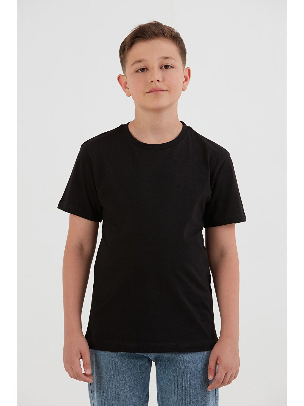 Siyah %100 Pamuk Basic Unisex Çocuk Tişört