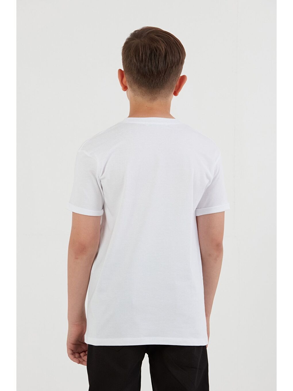 Beyaz %100 Pamuk Baskılı Erkek Çocuk Tişört-3