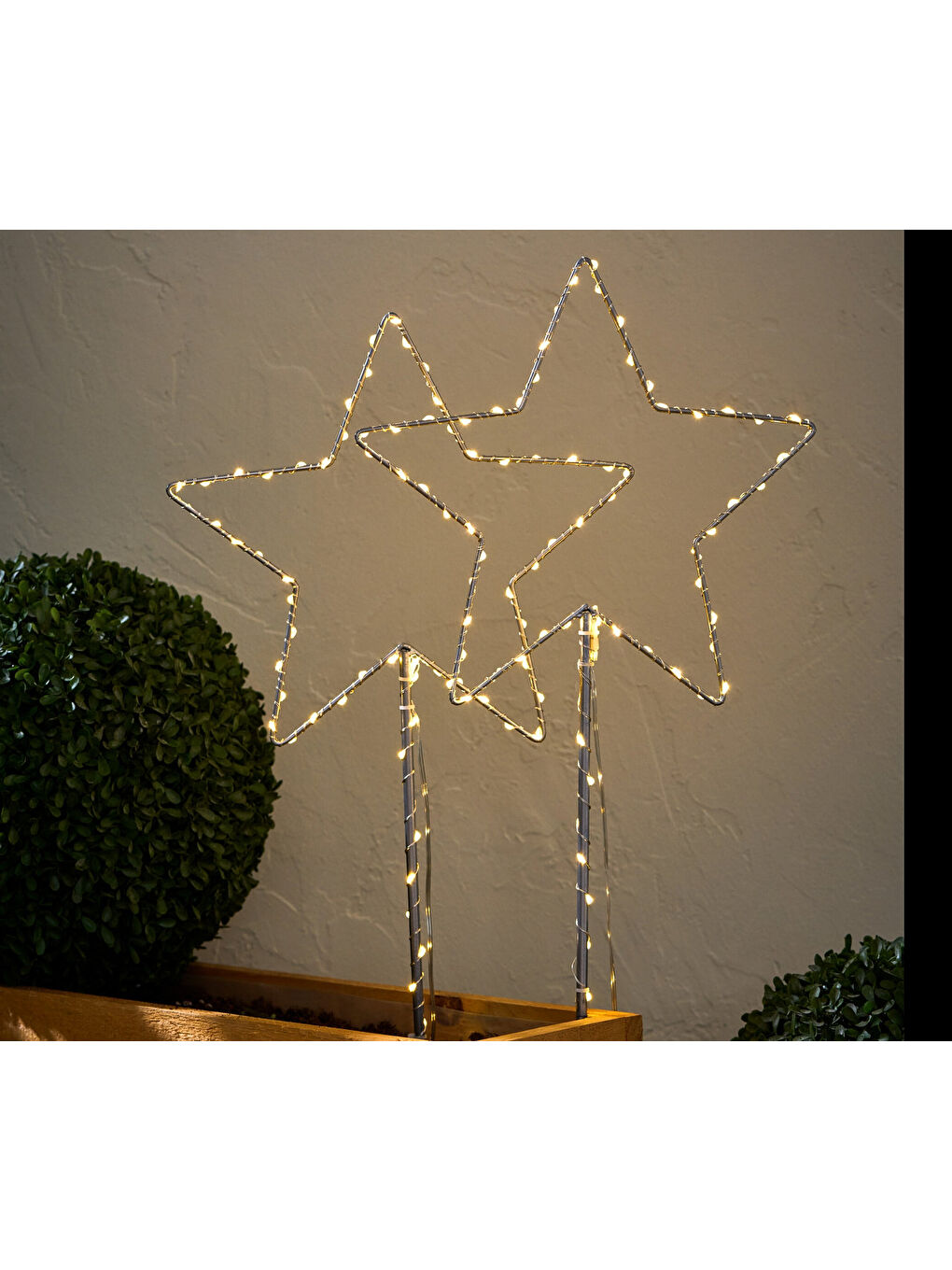 Gri LED’li Bahçe Süsü, Yıldız, 2 adet, Büyük