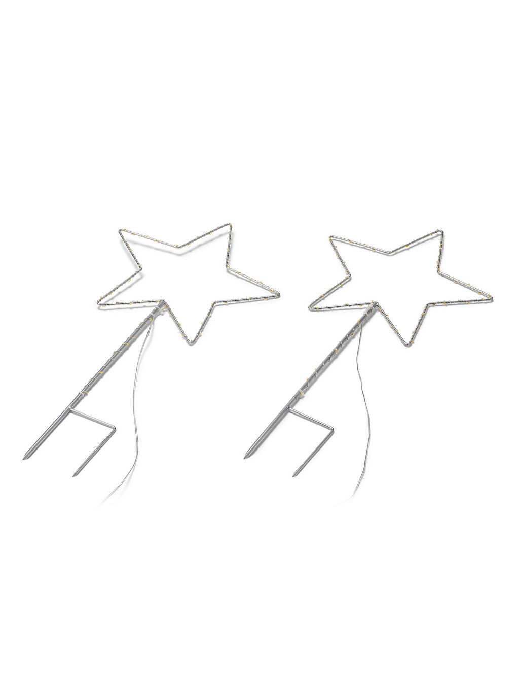 Gri LED’li Bahçe Süsü, Yıldız, 2 adet, Büyük-1