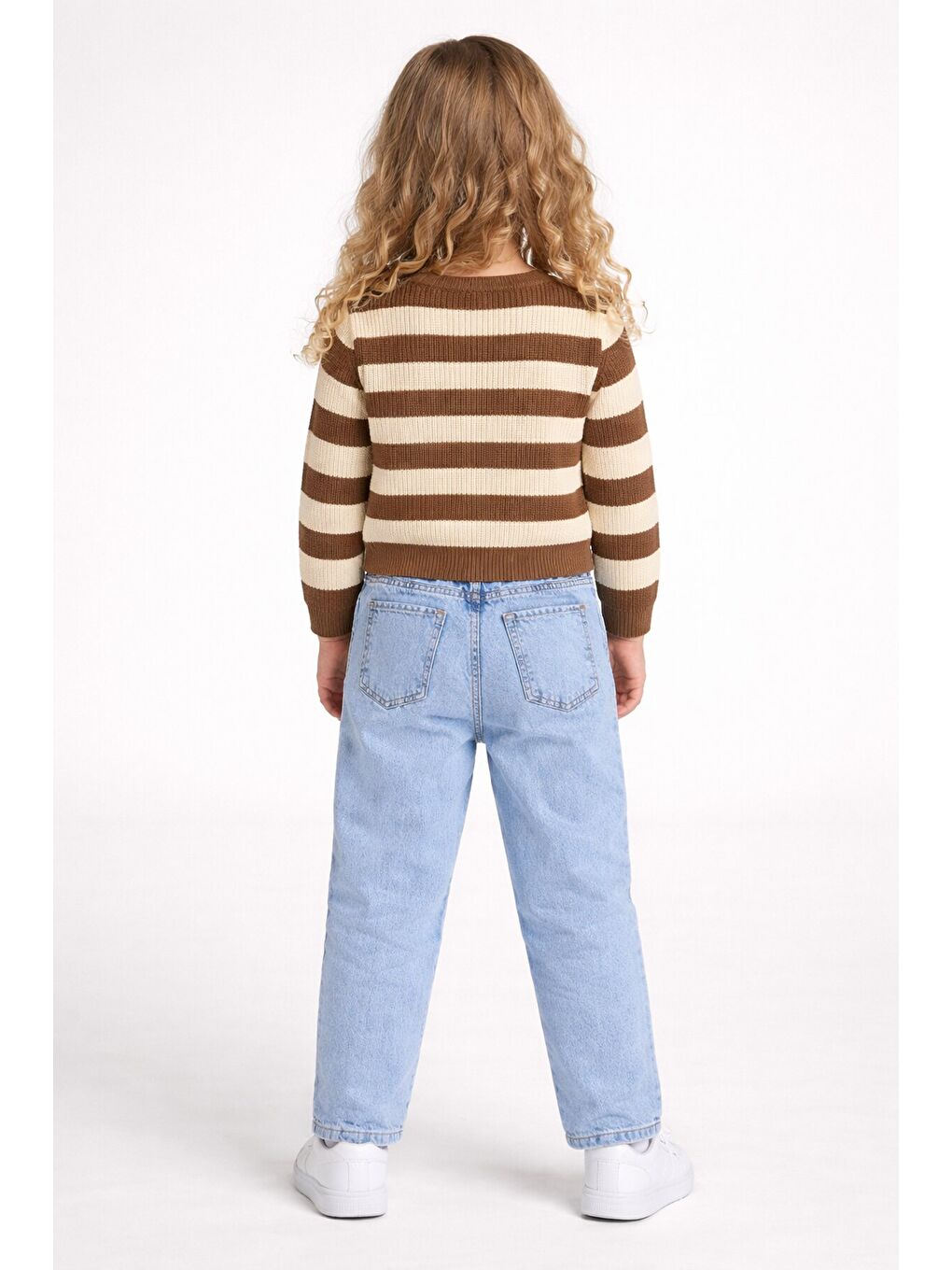 Kahverengi Çizgili Kazak Ve Jean Takım Bej-2