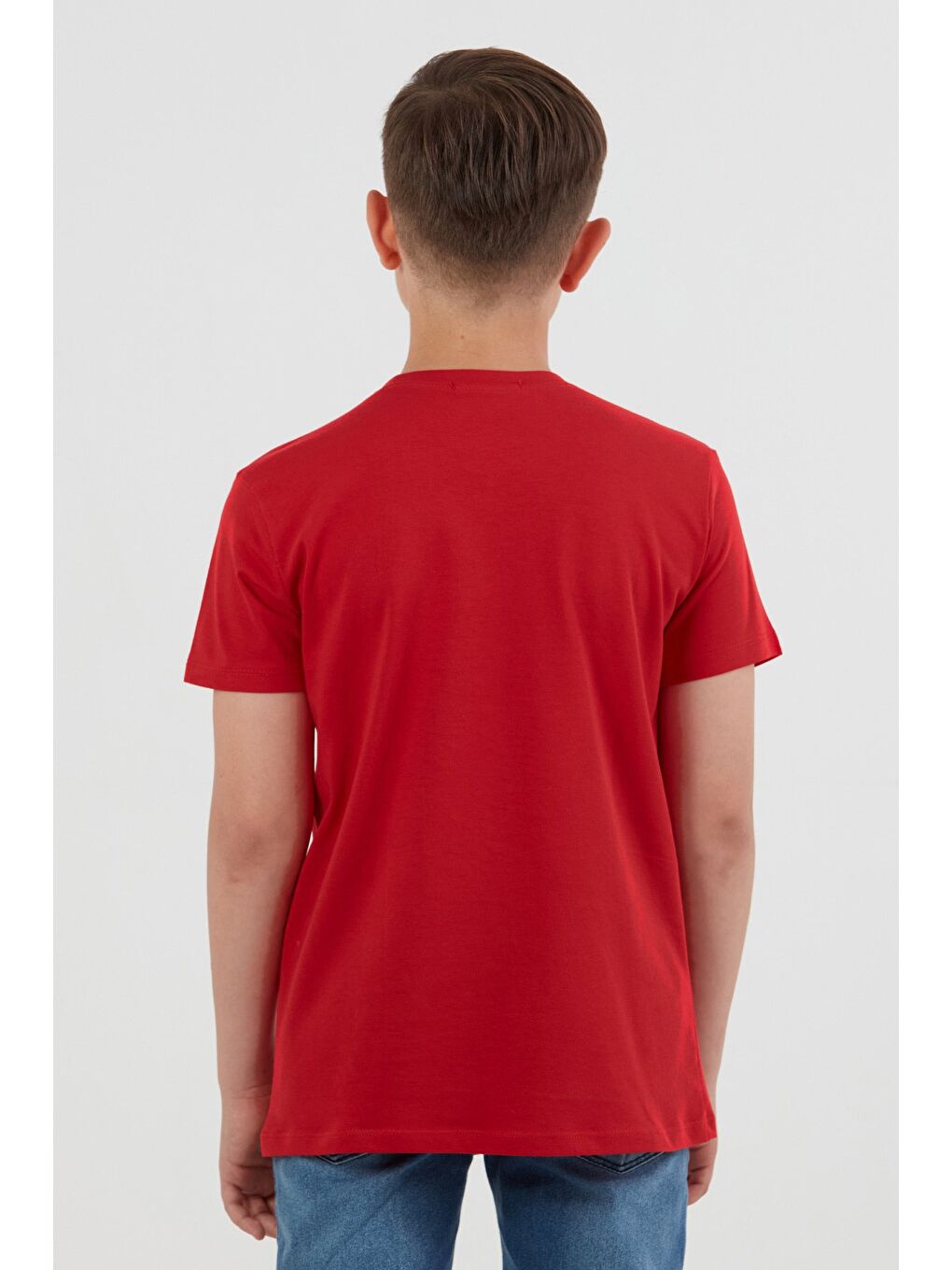 Kırmızı %100 Pamuk Brooklyn Baskılı Erkek Çocuk Tişört-2