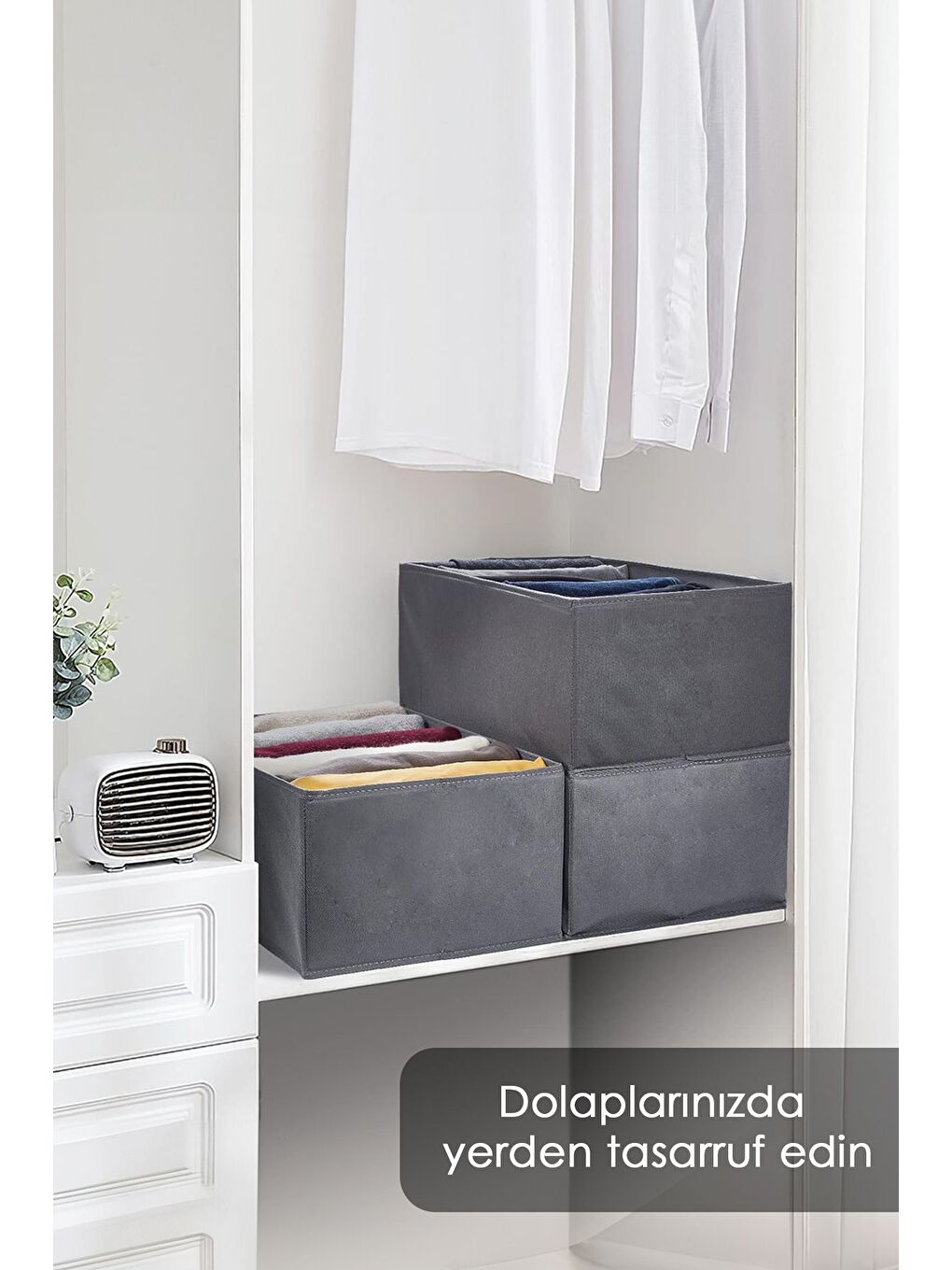 Gri 4 Adet 5 Bölmeli Çekmece İçi Düzenleyici Dolap Çamaşır Düzenleyici Saklama Kutusu Organizer-5