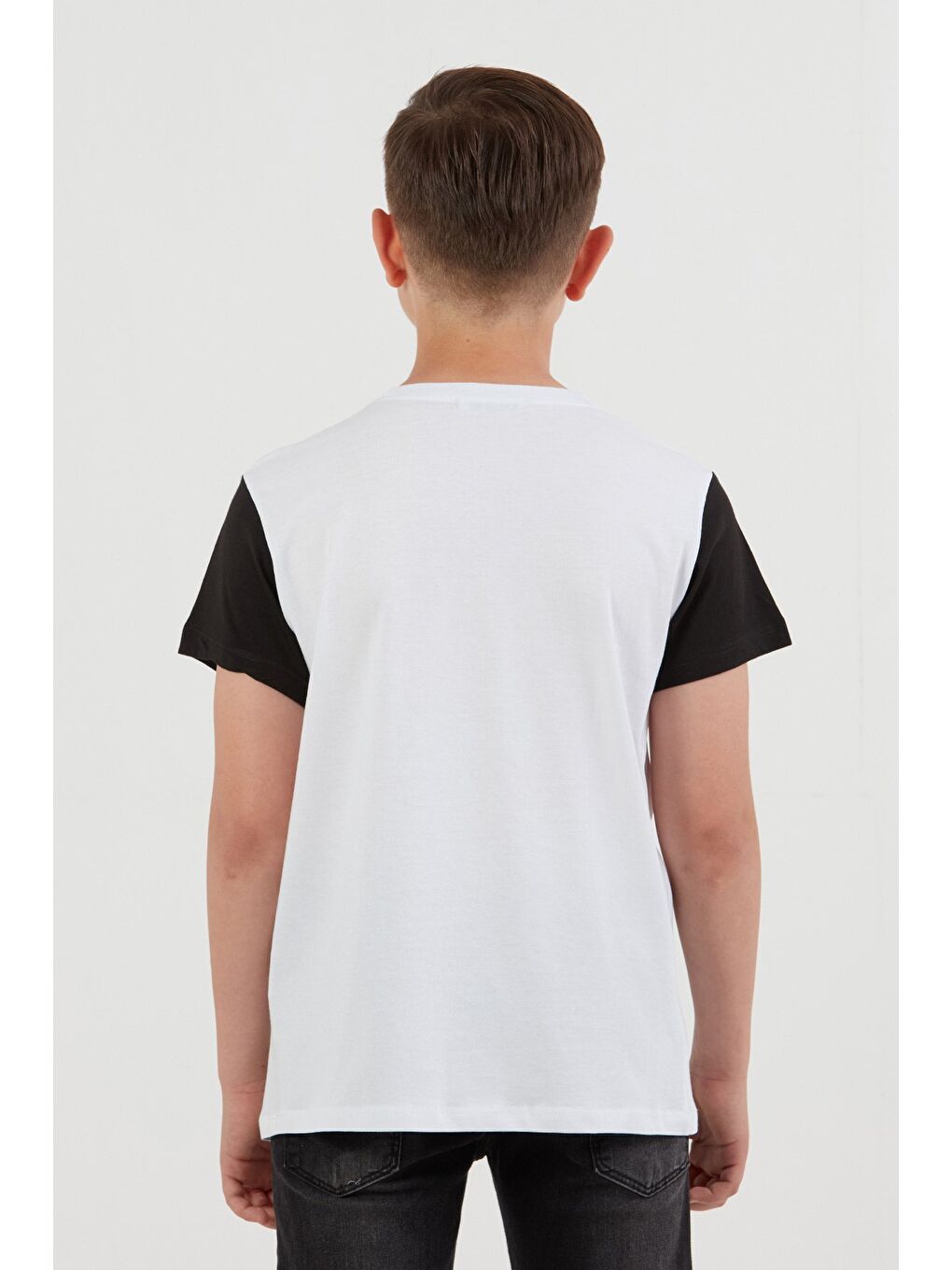 Beyaz %100 Pamuk Palmiye Baskılı Erkek Çocuk Tişört-2
