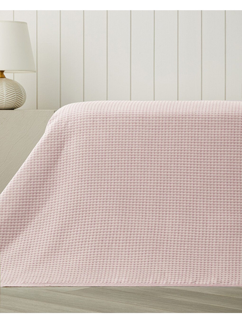 Modern Grid Tek Kişilik Pike 150x220 Cm Pembe-2