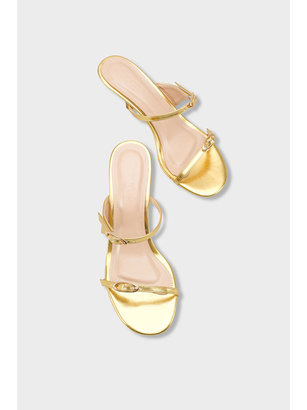 Sarı Gerda Yuvarlak Burunlu Çift Tokalı Orta Topuklu Kadın Terlik-6