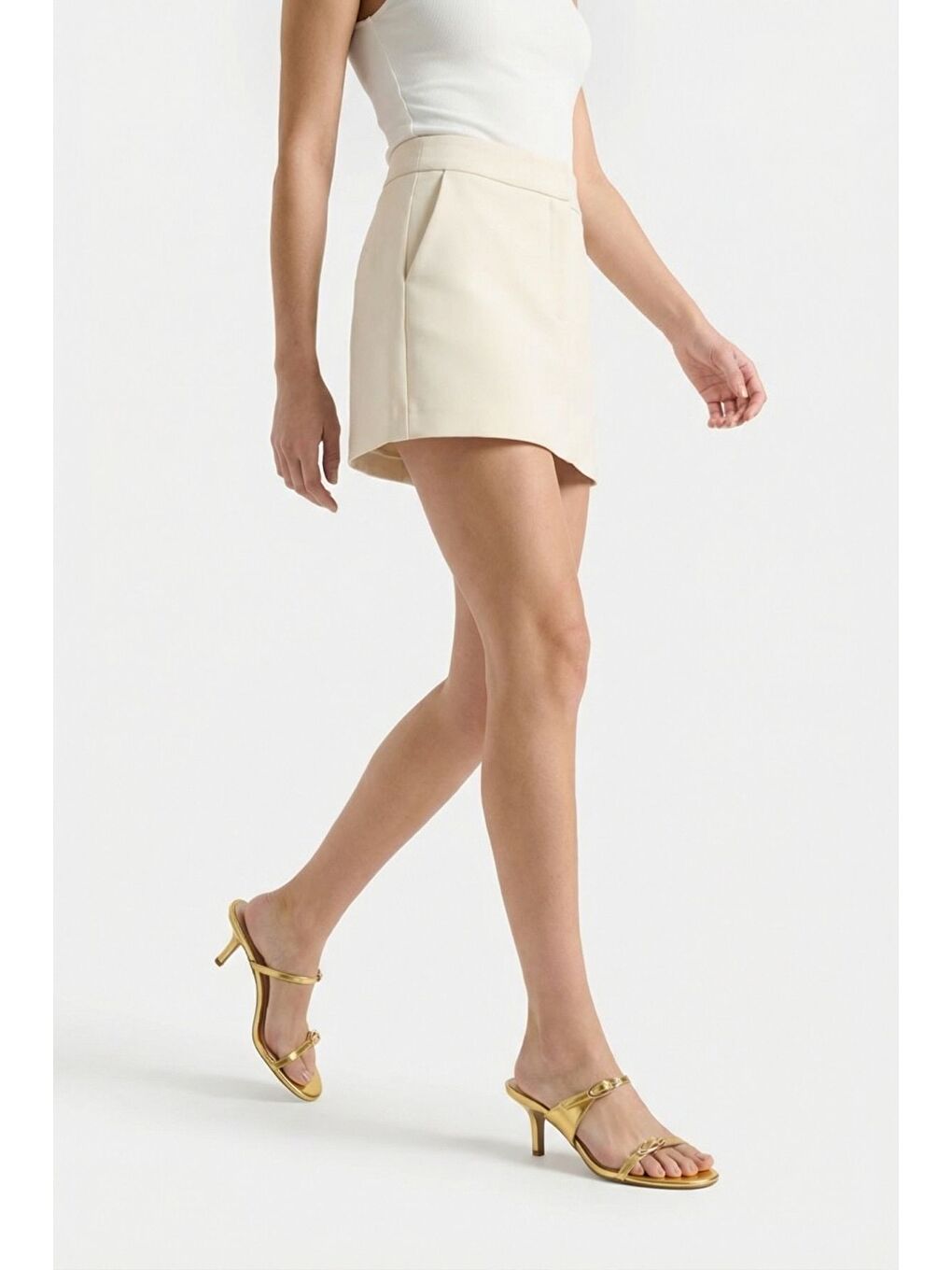 Sarı Gerda Yuvarlak Burunlu Çift Tokalı Orta Topuklu Kadın Terlik-7