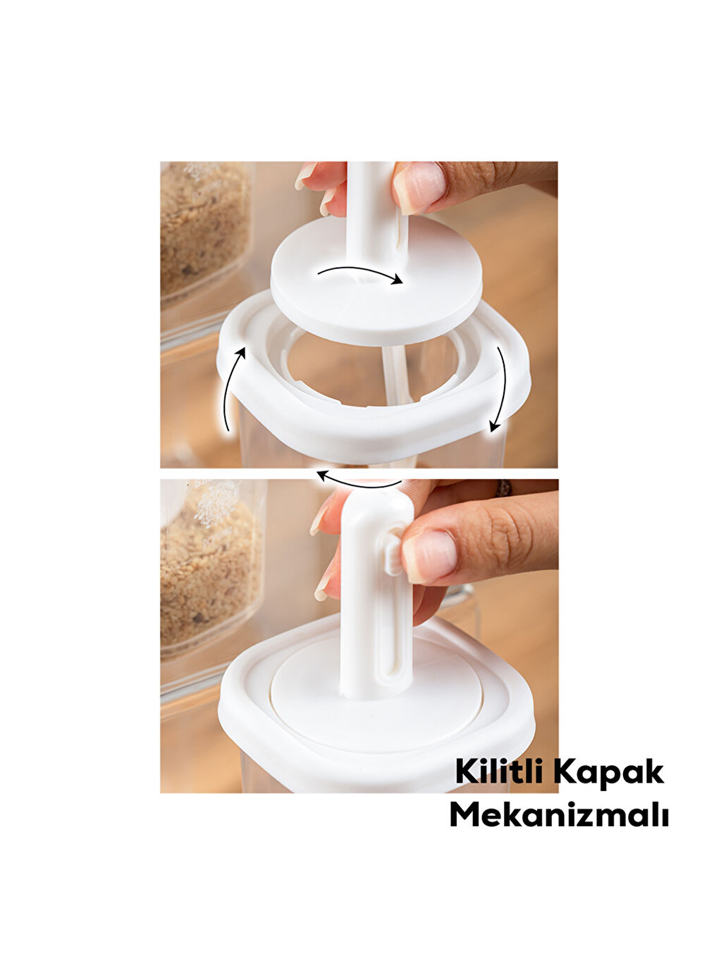 Beyaz 4365 7li Kaydırmalı Kaşıklı Sızdırmaz Kapaklı Etiketli Baharatlık Seti-1