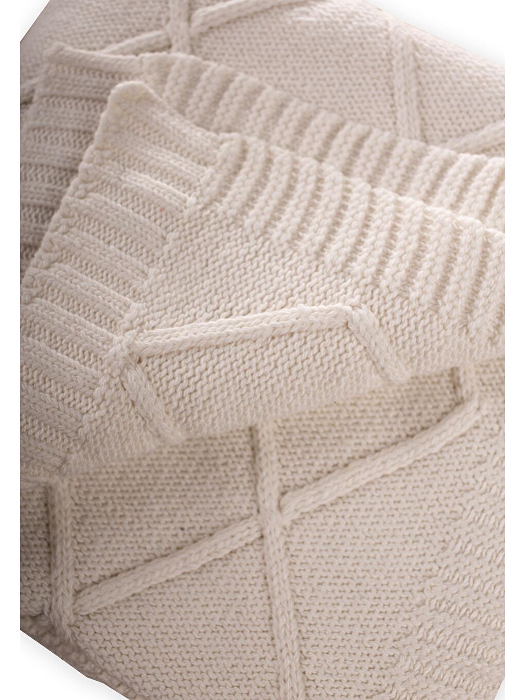 Beyaz Triko Battaniye 80X100 Cm Naturel-2