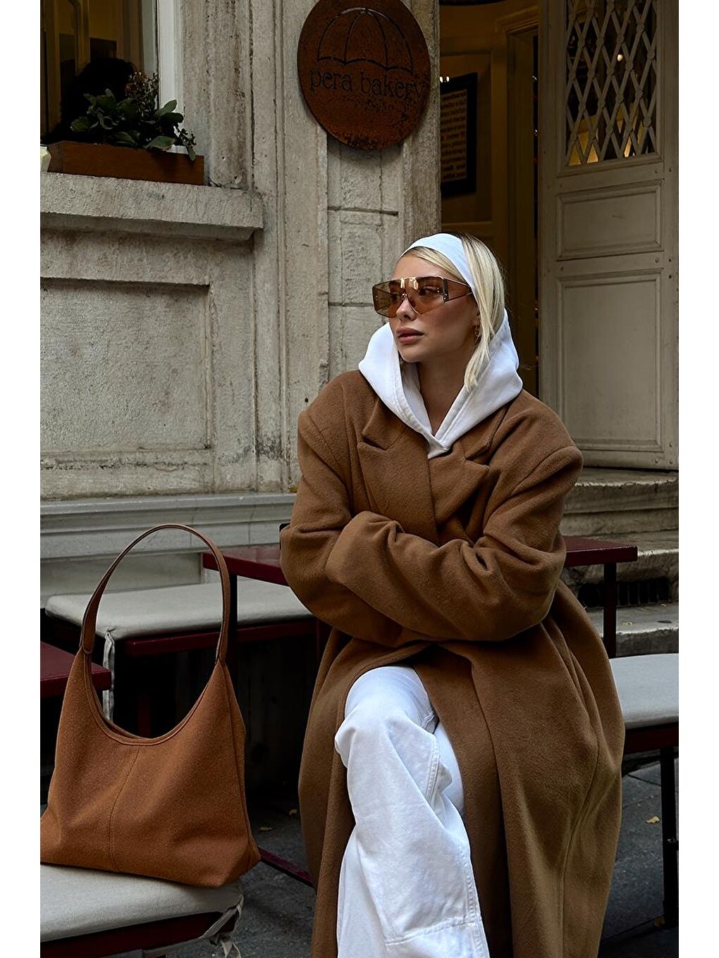 Kahverengi Gina Vintage Süet Omuz Çantası Taba-9