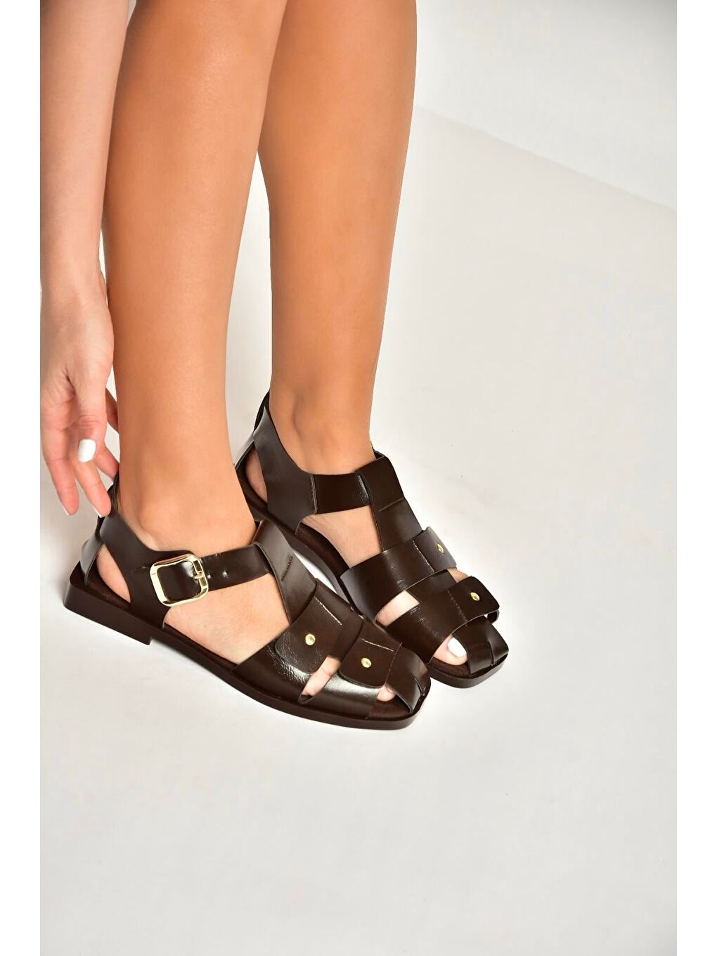 Kahverengi Kadın Sandalet Y458102560-2