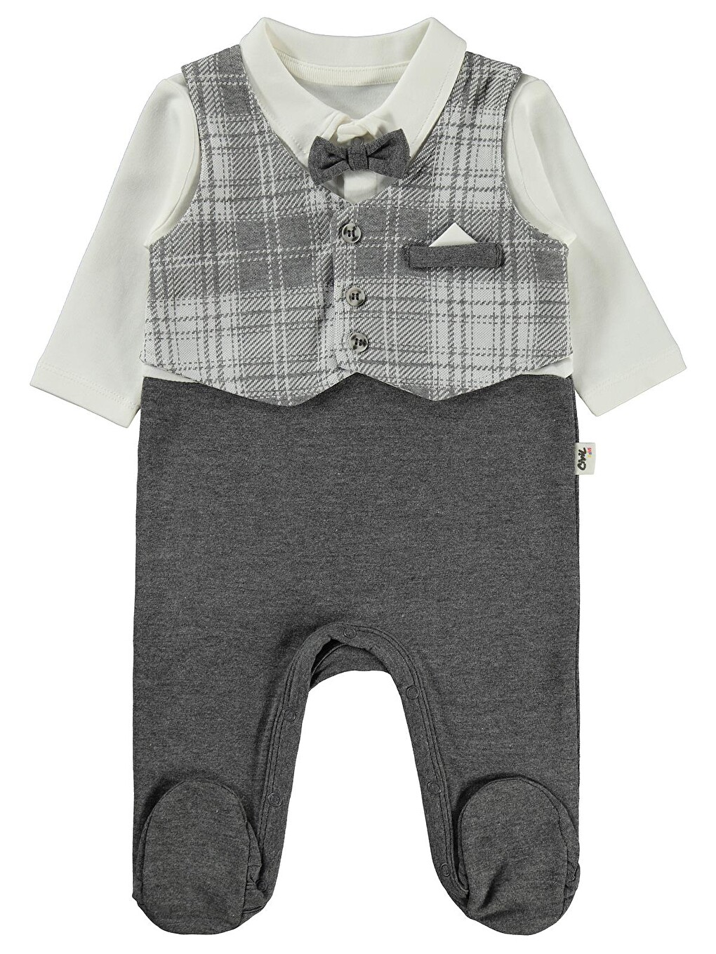 Siyah Baby Kazayağı Desen 1-9 Ay Tulum - Ekose