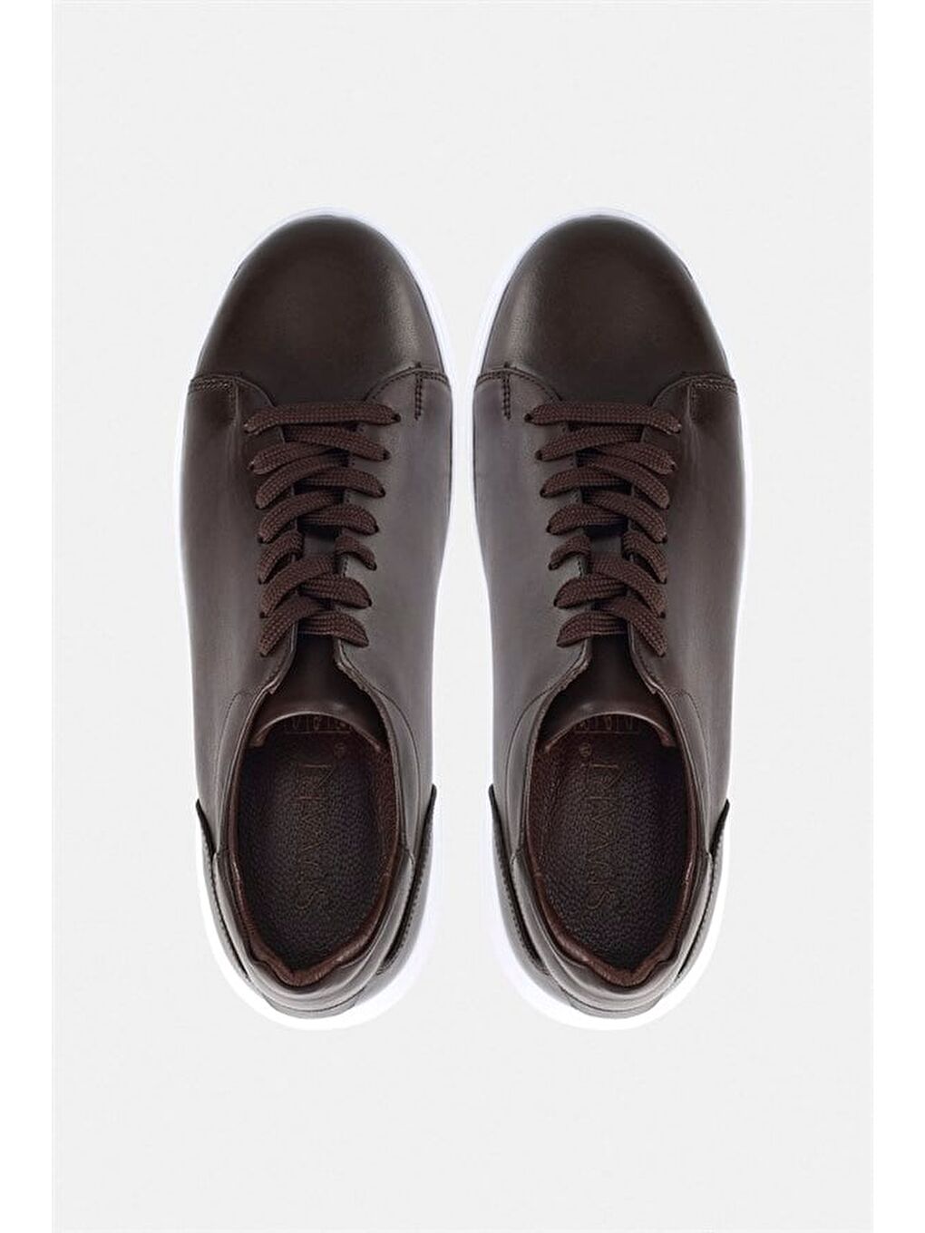 Kahverengi Koyu Kahve Gerçek Deri Bağcıklı Spor Ayakkabı-4