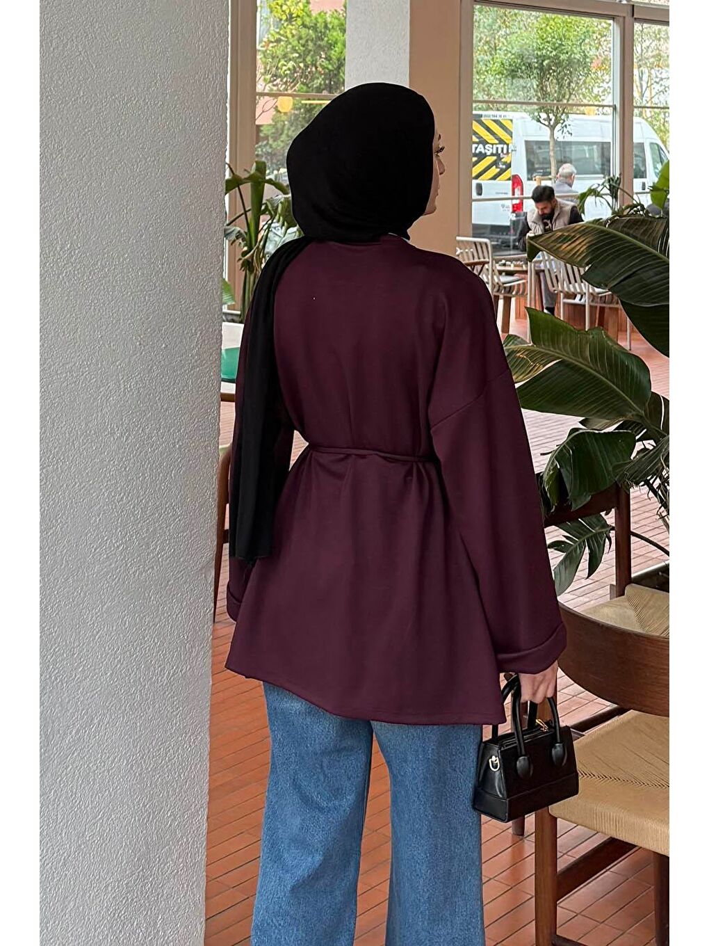 Bağlama Detaylı Sweat Bordo-3
