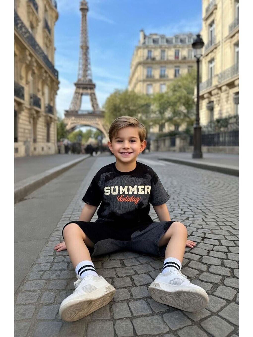 Erkek Çocuk Holidays Summer Detaylı Cepli ve İpli Siyah Şortlu Takım-2