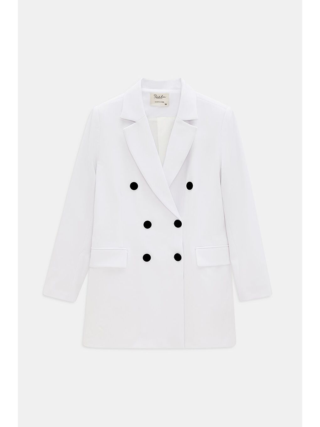 Beyaz Kruvaze Kapama Düğme Detaylı Business Dokuma Ceket