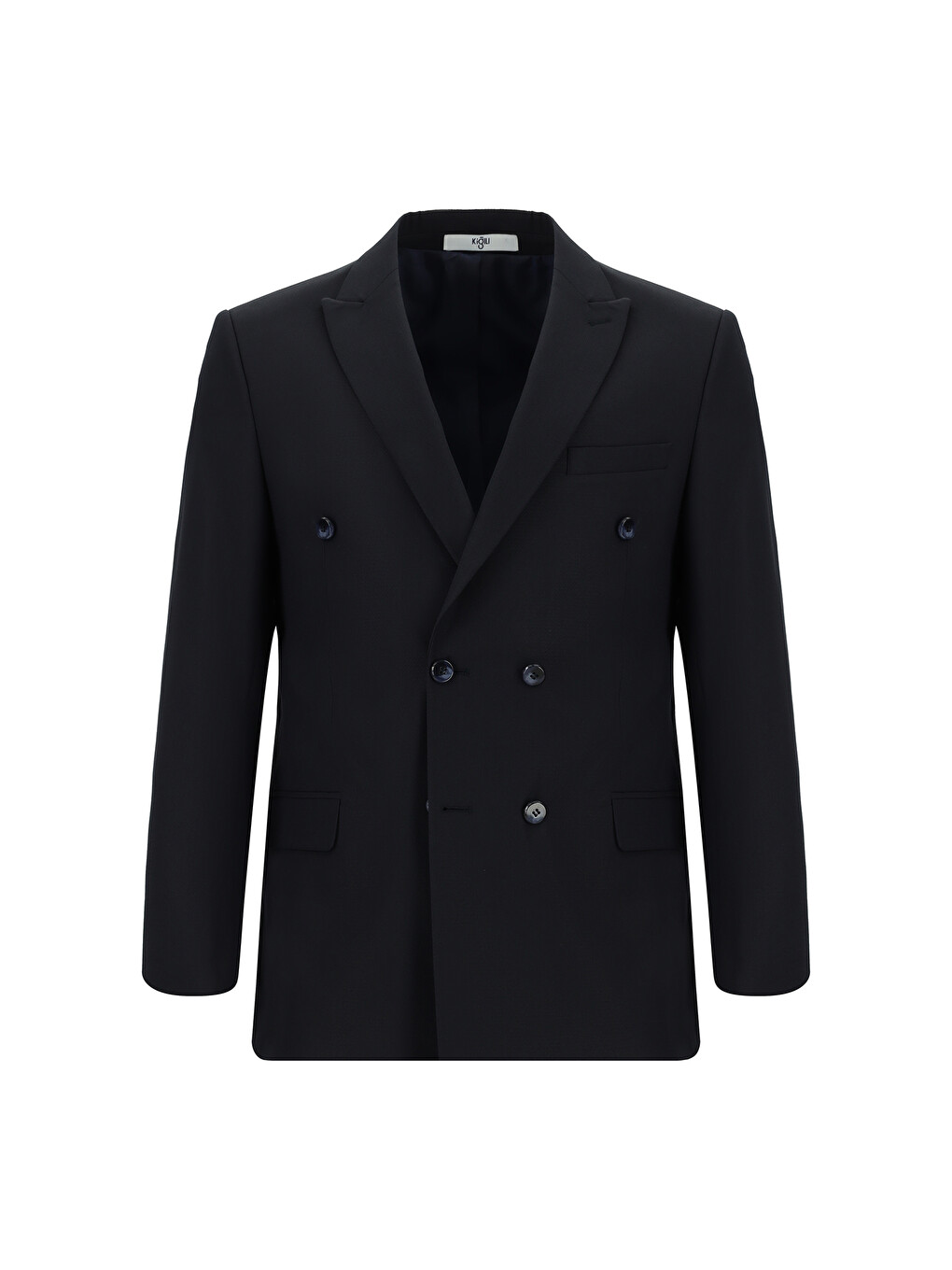 Lacivert Super Slim Fit Ekstra Dar Kesim Desenli Kruvaze Takım Elbise-1