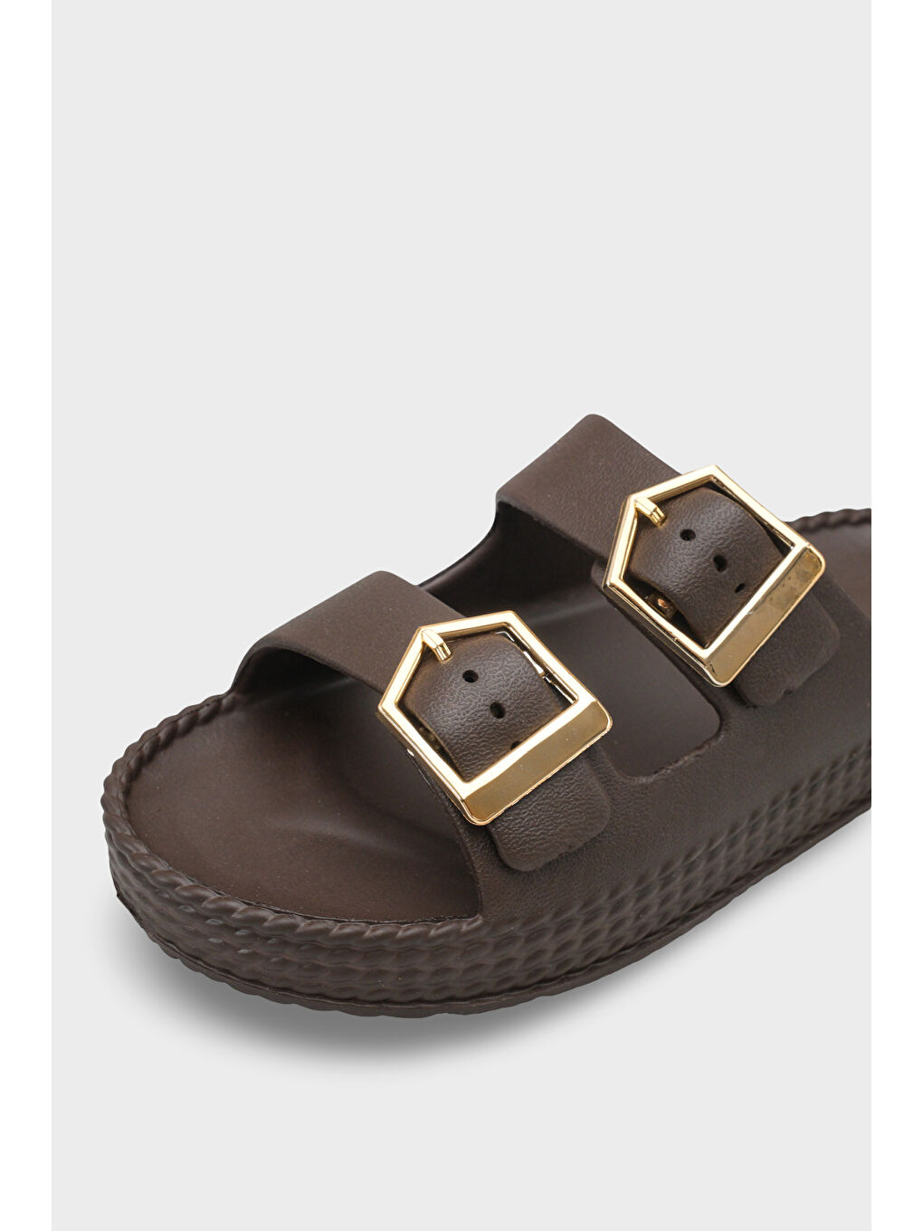 Kahverengi Jolyn Eva Çift Tokalı Kadın Terlik-2