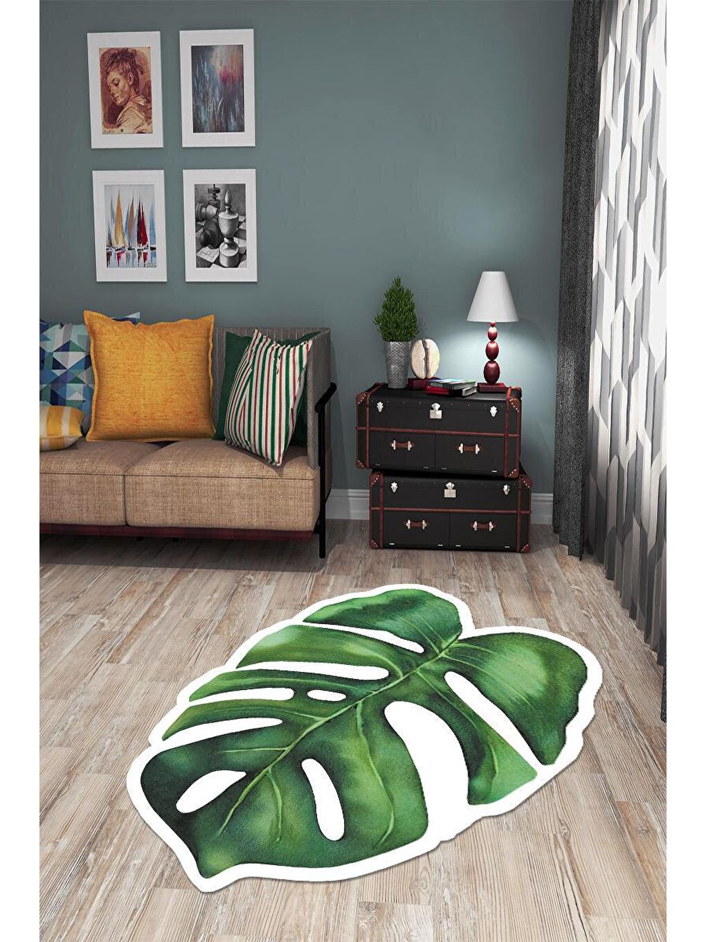 Beyaz Dekoratif Özel Tasarım Yıkanabilir, Modern Halı  80 x 150 cm-1