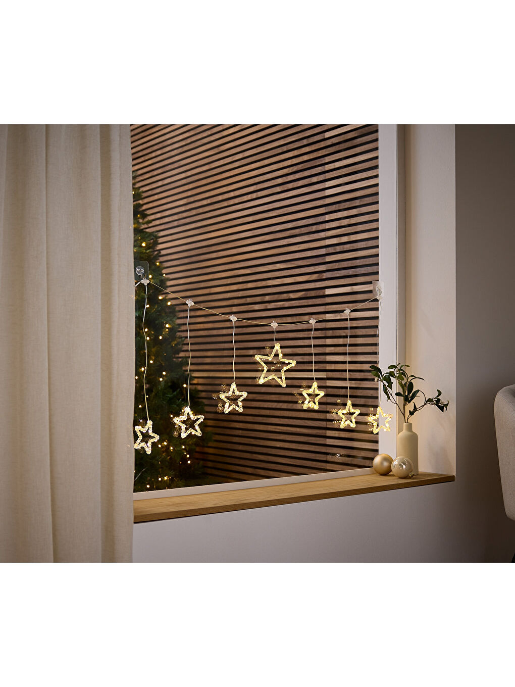 Renksiz LED Işık Perdesi, Akrilik, 7 Yıldız