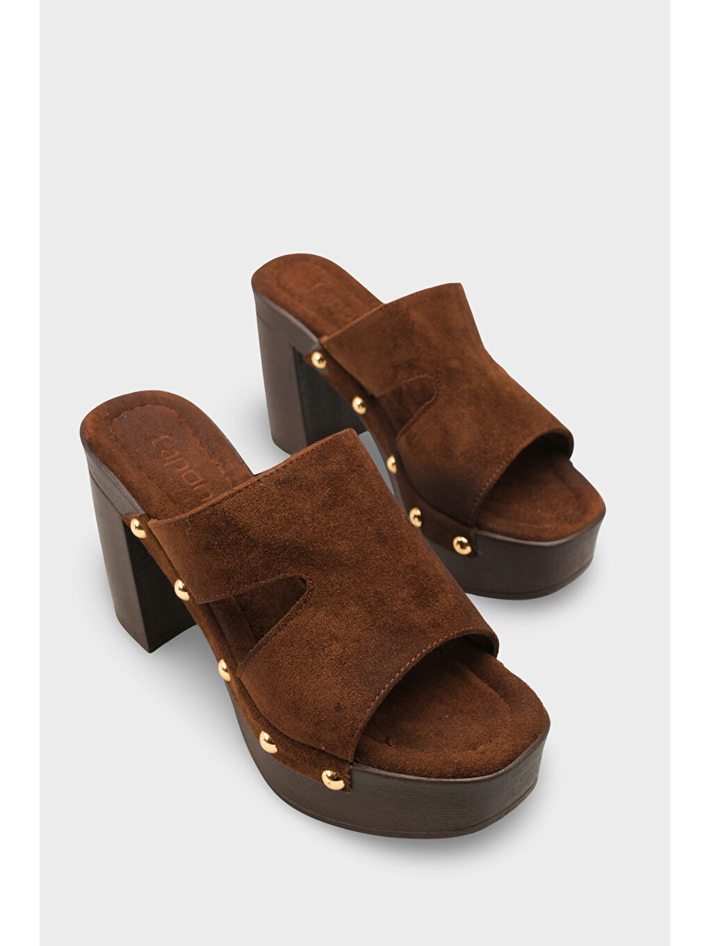 Kahverengi Jelene Platform Tek Bantlı Kadın Sabo Terlik-1
