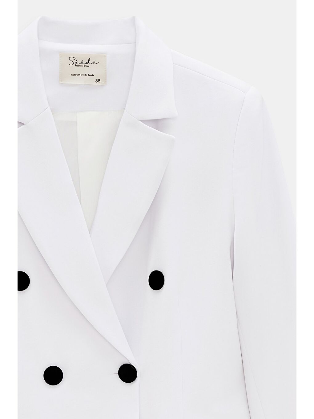 Beyaz Kruvaze Kapama Düğme Detaylı Business Dokuma Ceket-1