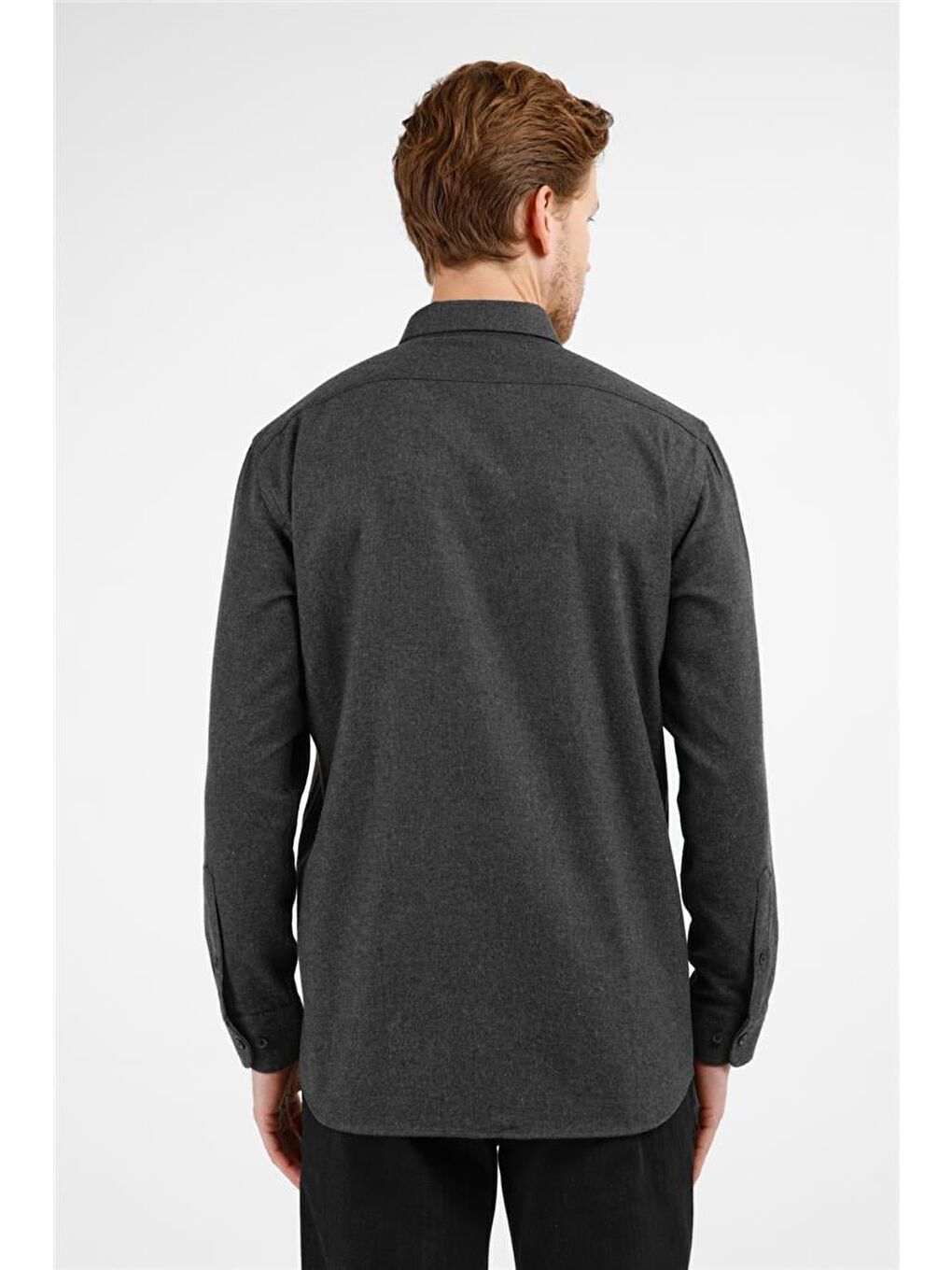 Siyah Düğmeli Yaka Uzun Kol Cepli Comfort Fit Pamuklu Gömlek 1004255234-4