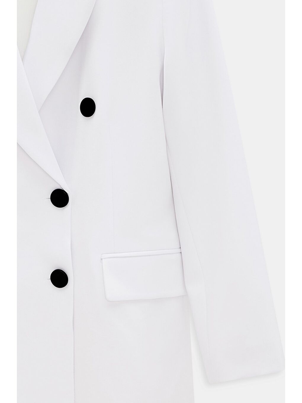 Beyaz Kruvaze Kapama Düğme Detaylı Business Dokuma Ceket-2
