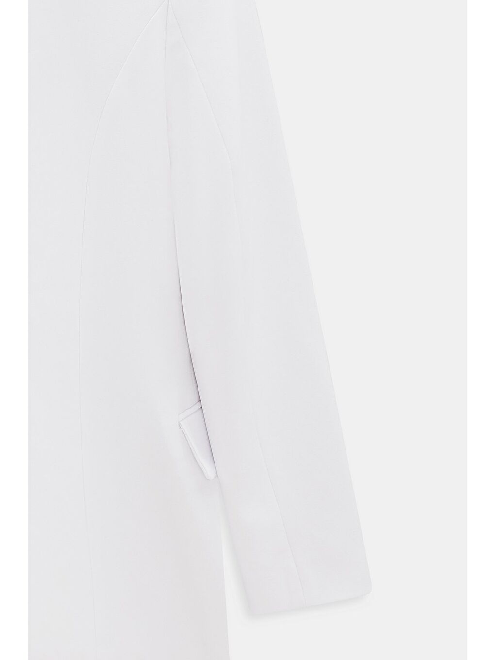 Beyaz Kruvaze Kapama Düğme Detaylı Business Dokuma Ceket-3