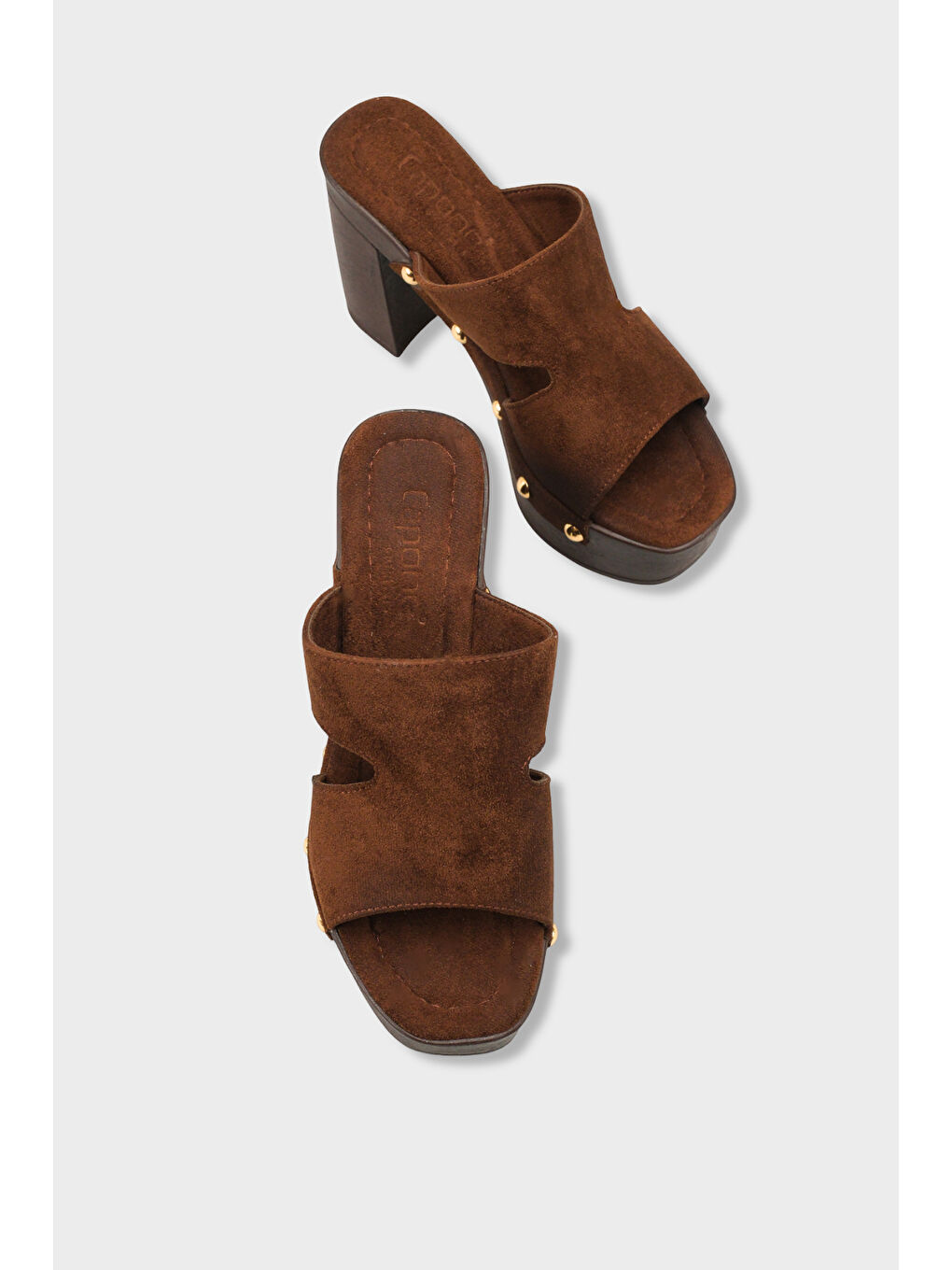 Kahverengi Jelene Platform Tek Bantlı Kadın Sabo Terlik-5