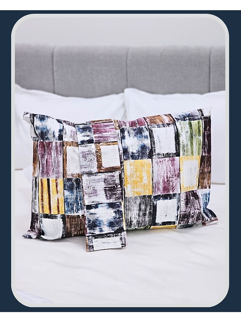 Rossav Home Karişik Patchwork Dijital Suluboya Desenli Yastık Kılıfı | 2 Adet | 50 x 70