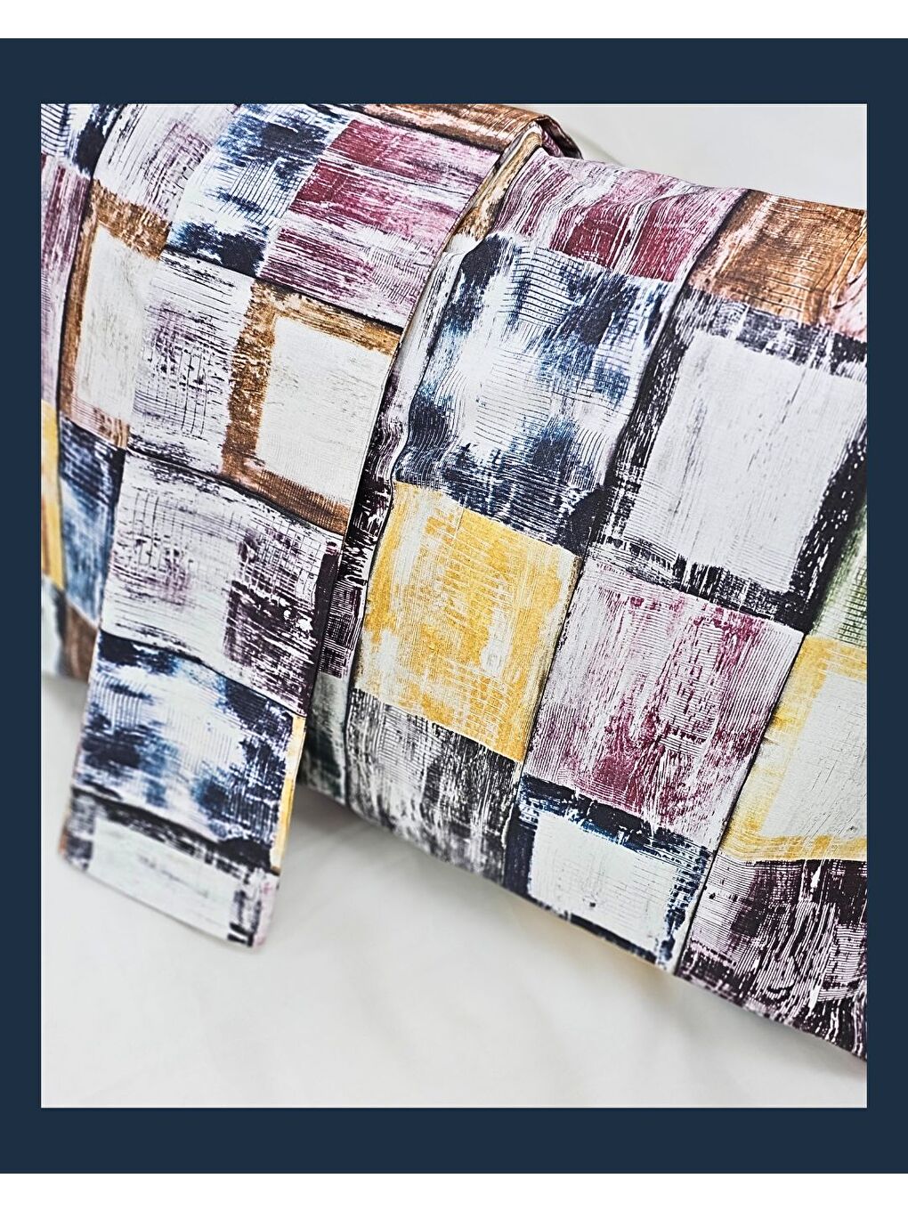 Rossav Home Karişik Patchwork Dijital Suluboya Desenli Yastık Kılıfı | 2 Adet | 50 x 70 - 2