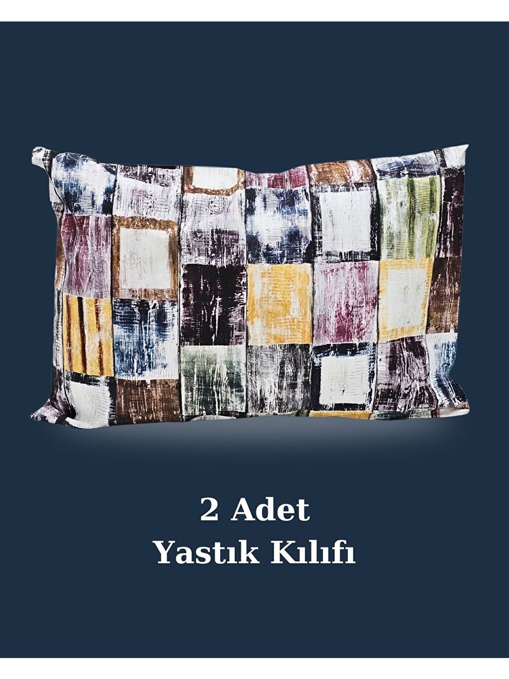 Rossav Home Karişik Patchwork Dijital Suluboya Desenli Yastık Kılıfı | 2 Adet | 50 x 70 - 3