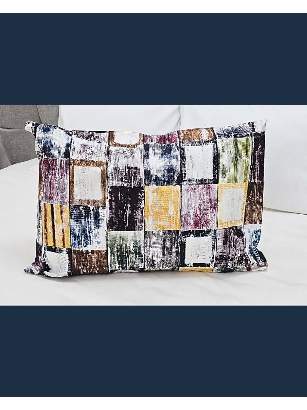 Rossav Home Karişik Patchwork Dijital Suluboya Desenli Yastık Kılıfı | 2 Adet | 50 x 70 - 4