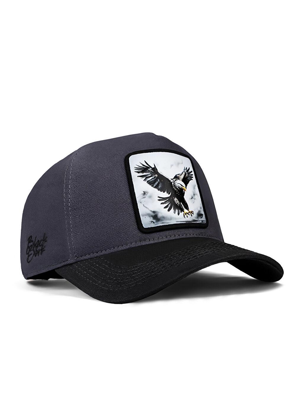 BlackBörk V1 Baseball Kartal - 6bs Kod Logolu Unisex Koyu Siyah Siperli Antrasit Şapka (CAP)