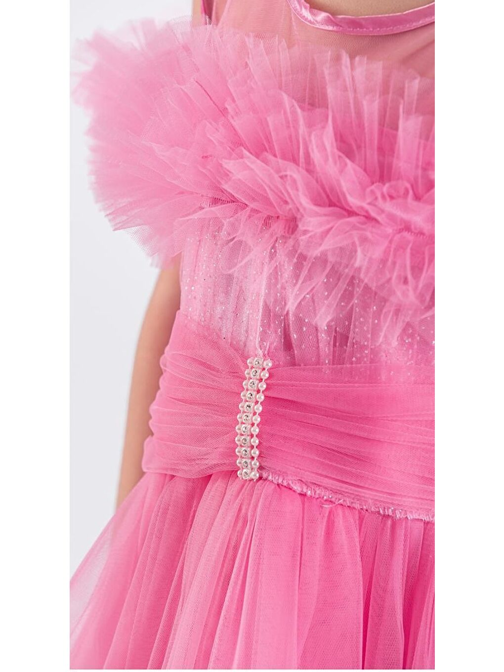 Fuşya Uzun Etek Kız Çocuk Robası Şifon Abiye M00723-4