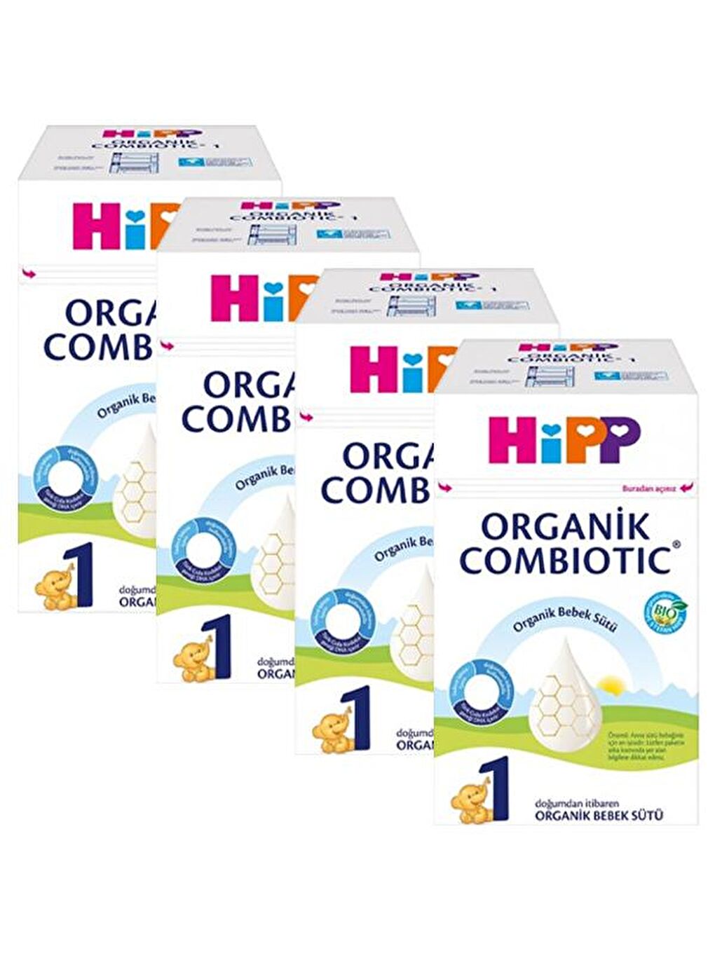 HiPP Renksiz 1 Organik Bebek Sütü Combiotic 600 gr x 4 Adet