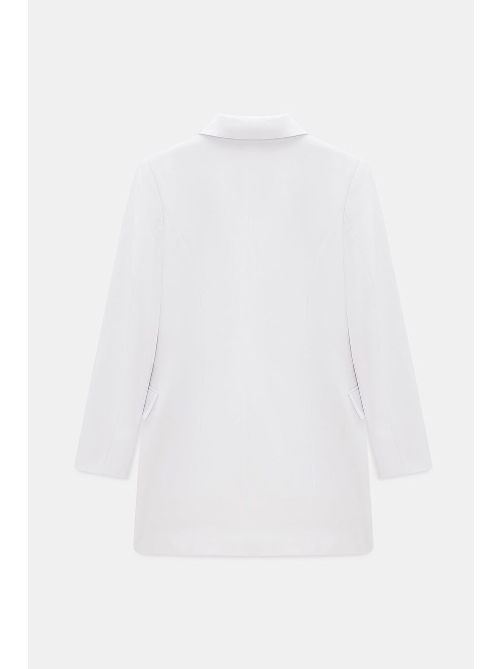 Beyaz Kruvaze Kapama Düğme Detaylı Business Dokuma Ceket-4