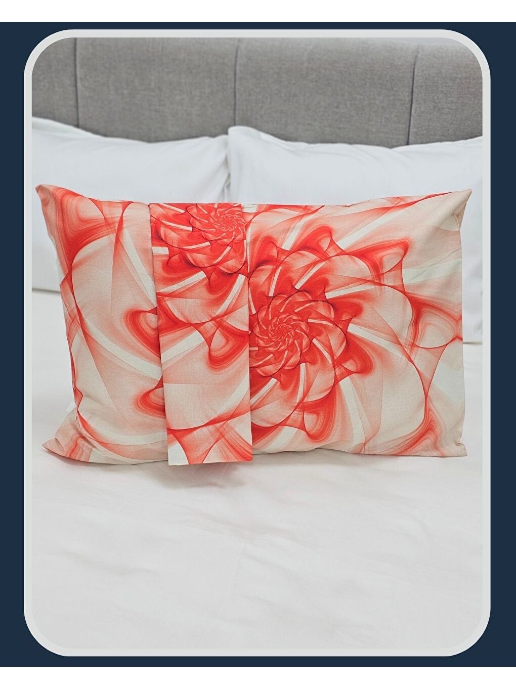 Rossav Home Kirmizi Kırmızı Spiral Gül Tablo Desen Yastık Kılıfı | 2 Adet | 50 x 70