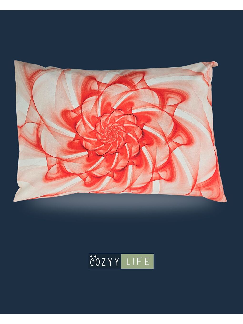 Rossav Home Kirmizi Kırmızı Spiral Gül Tablo Desen Yastık Kılıfı | 2 Adet | 50 x 70 - 1