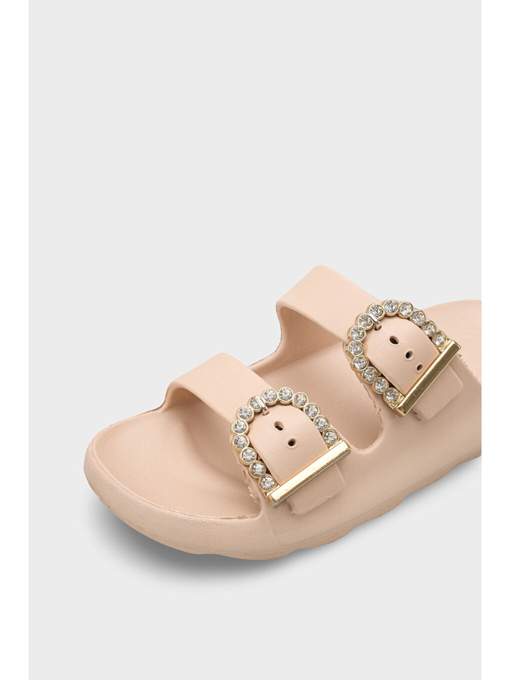 Bej Della Eva Çift Tokalı Kadın Terlik-2