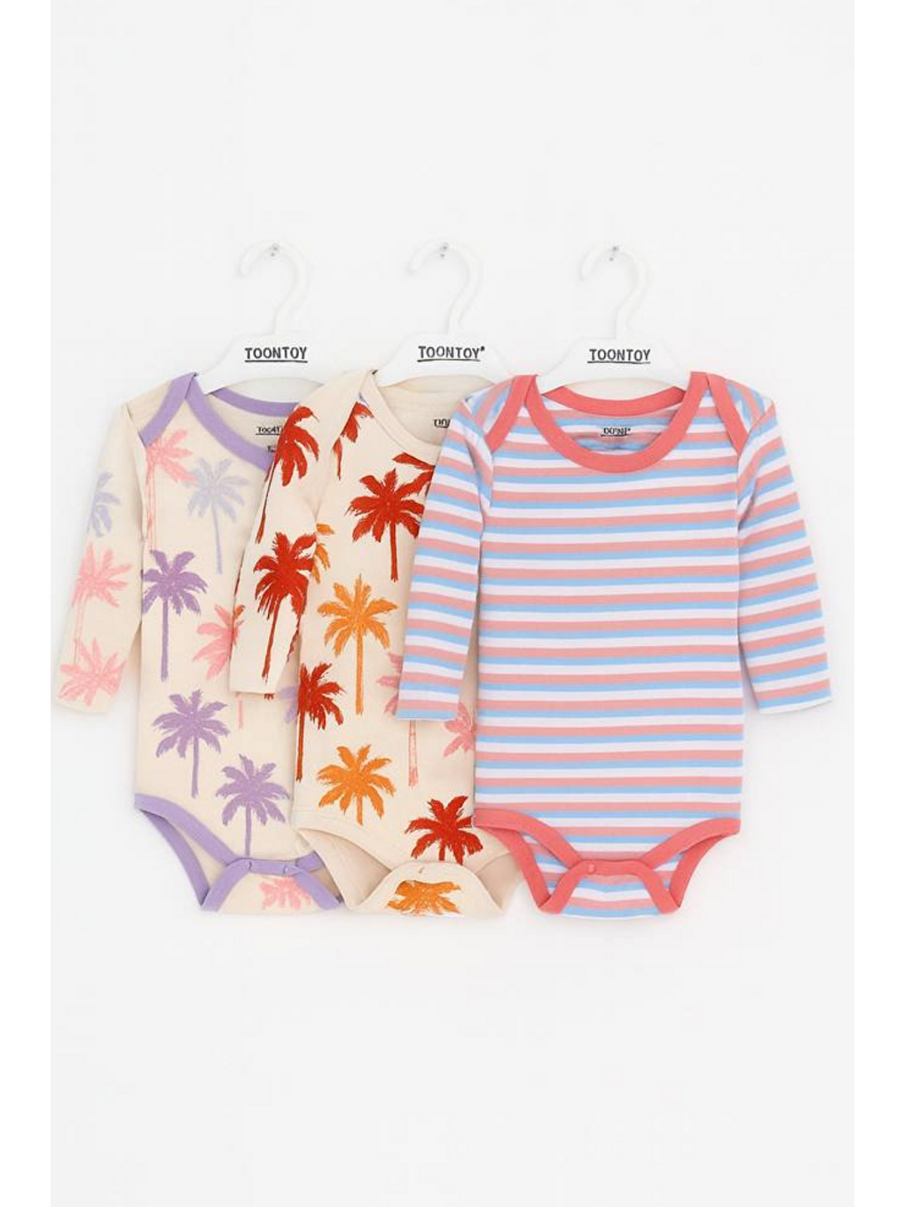 Pembe Unisex Çok Desenli 3 Lü Zıbın-1