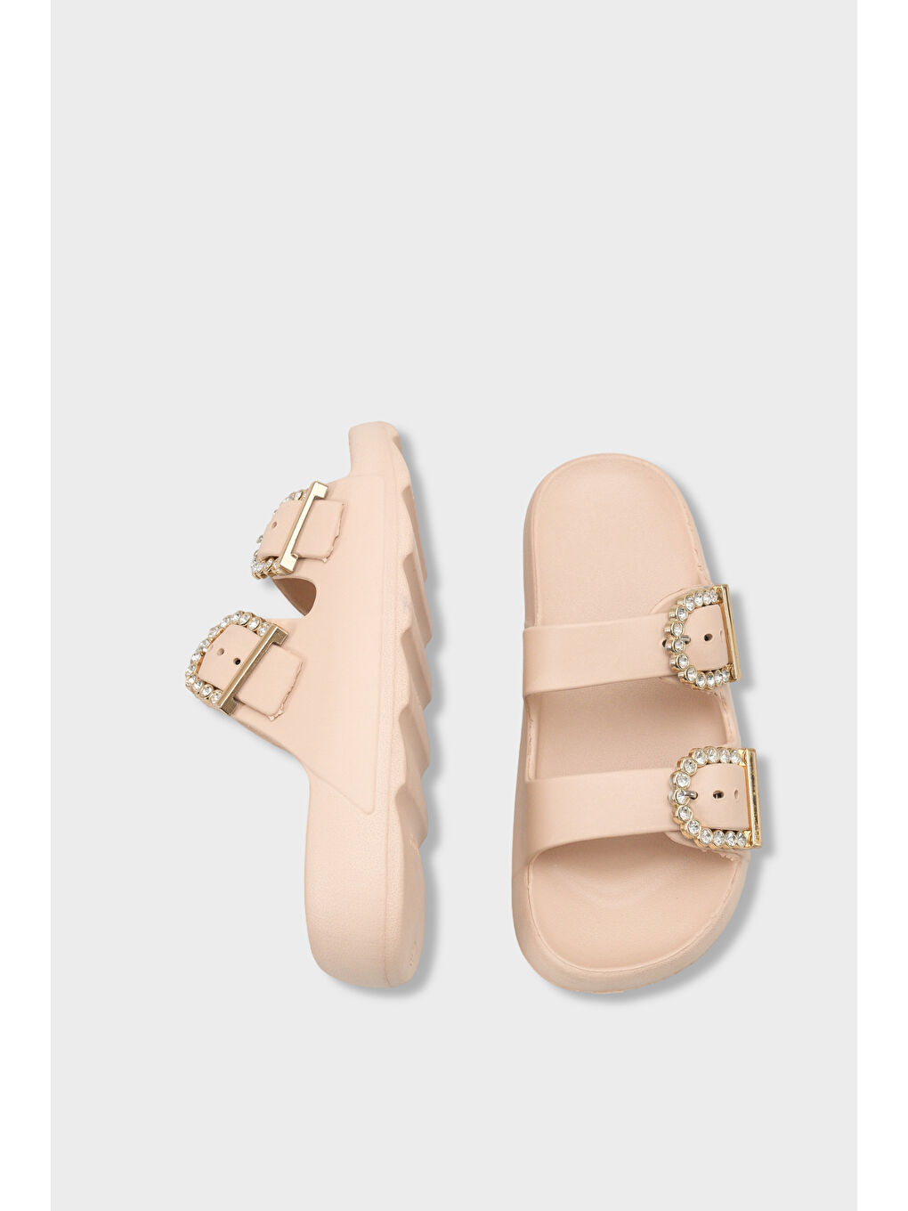 Bej Della Eva Çift Tokalı Kadın Terlik-4