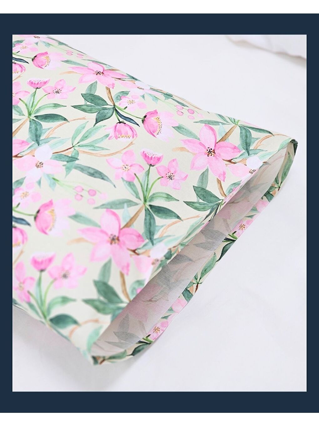 Beyaz Pembe Bahar Çiçek Desen Yastık Kılıfı | 2 Adet | 50 x 70-4
