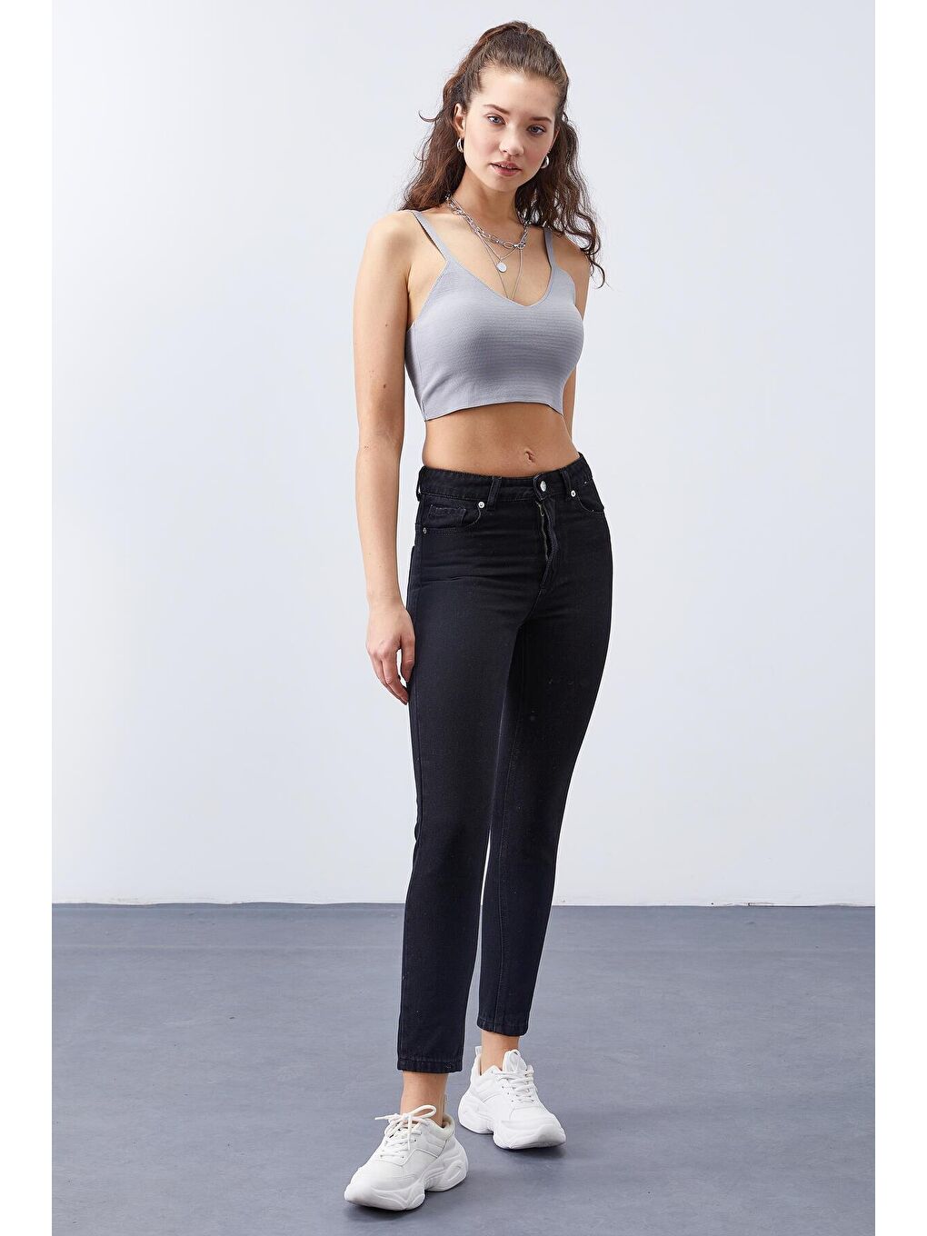 Siyah Yüksek Bel Dar Kalıp Kadın Pantolon - 94612-2