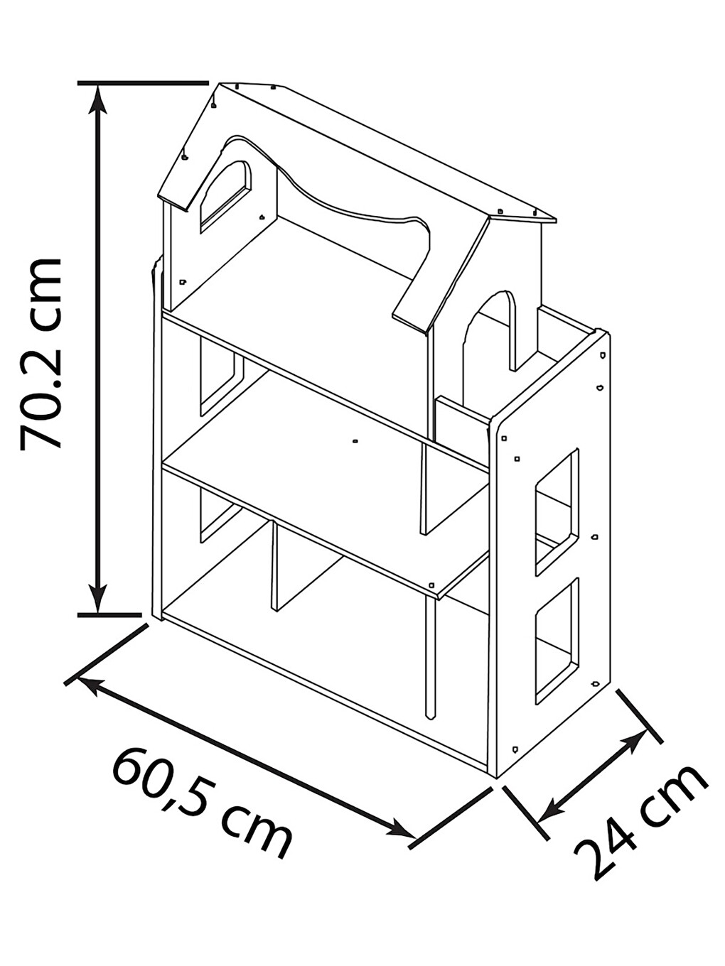 10 Parça Ahşap Ev Seti 70,2x60,5x24cm - Standart-1